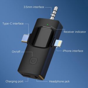 میکروفون وایرلس 3 در 1 لاواریر مناسب اندروید و آیفون، لایتنینگ و تایپ سی
