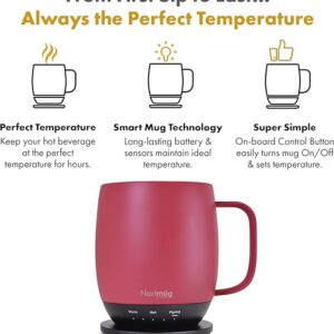 Temperature-Controlled, Self-Heating Coffee Mug (Dusty Rose - 14 oz.)