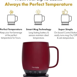 Temperature-Controlled, Self-Heating Coffee Mug (Dusty Rose - 14 oz.)