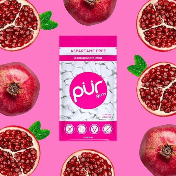 آدامس بدون شکر با طعم انار و نعنا پور گام PUR Gum